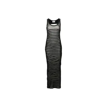 Jean Paul Gaultier Ribbed Mariniere Mesh Maxi Dress