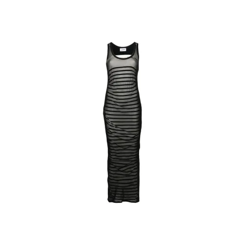 Jean Paul Gaultier Ribbed Mariniere Mesh Maxi Dress