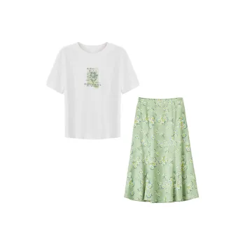 XIANGYING Skirt Set Women's Fruit Green