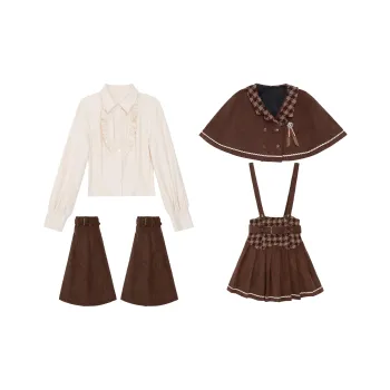 LALAJK Haily Cloak Shirt Suspender Skirt Fall And Winter Maillard Style Skirt Set Women's
