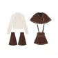 Set (Brown Cloak+White Shirt+Brown Suspender Skirt+Brown Leg Warmer)