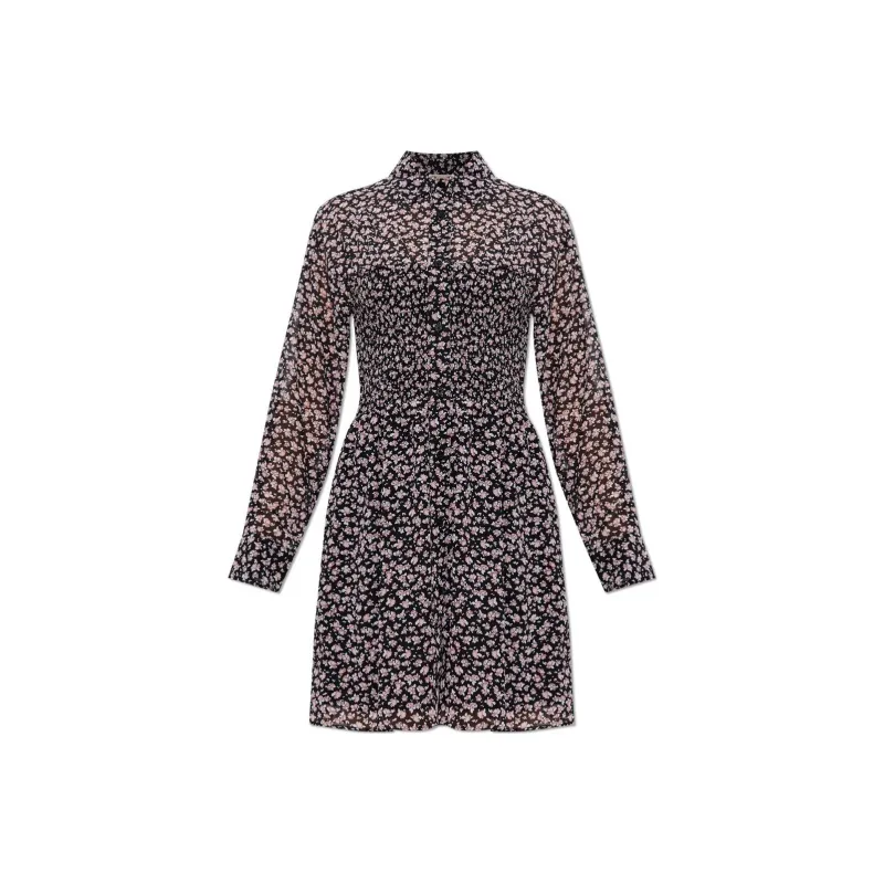 MICHAEL MICHAEL KORS Floral Print Georgette Smocked Shirtdress-0