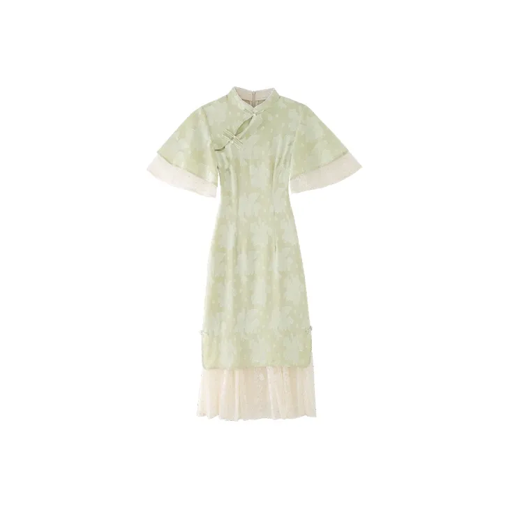 JINYE ORIENTAL Cheongsam Women's Mulberry Green-0