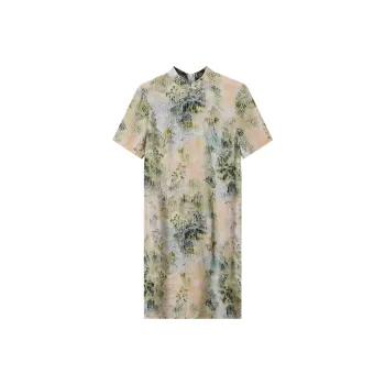 H-YXIANG Short-Sleeved Dresses Women's River And Mountain Scenery