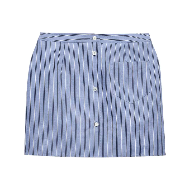 PRADA Striped Chambray Miniskirt-0