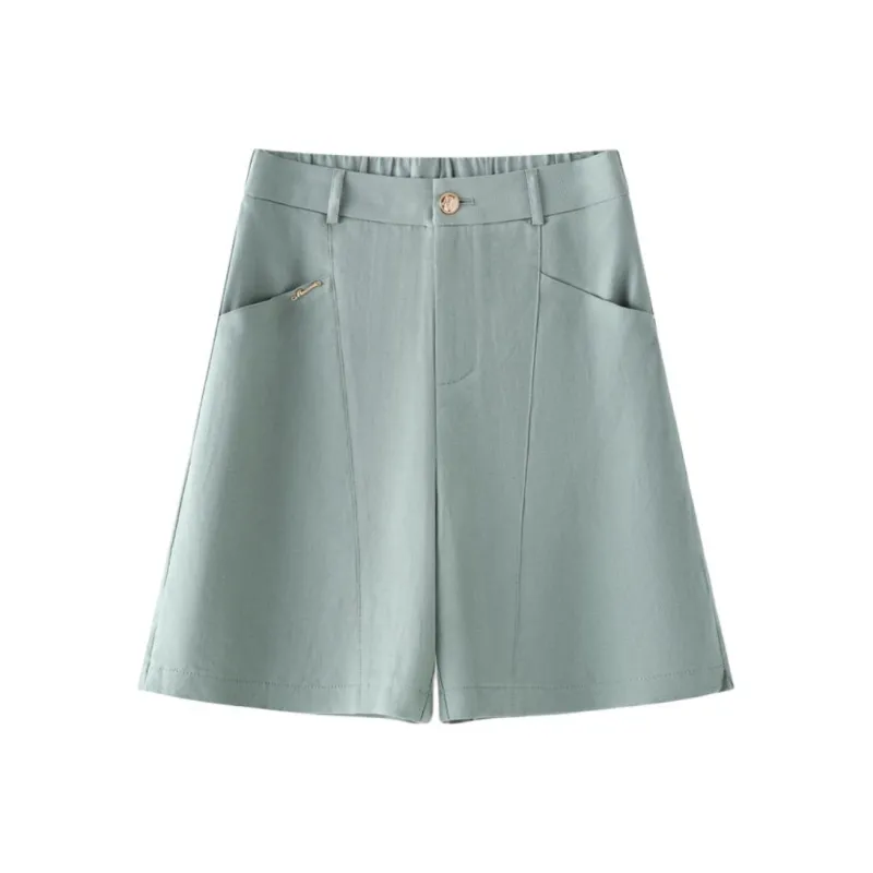 YIRANCHUN Casual Shorts Women's Pea Green-0
