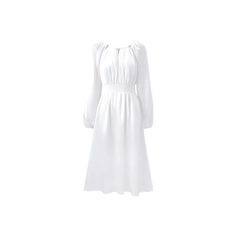 PEACEBIRD Long-Sleeved Dresses Women's White-0