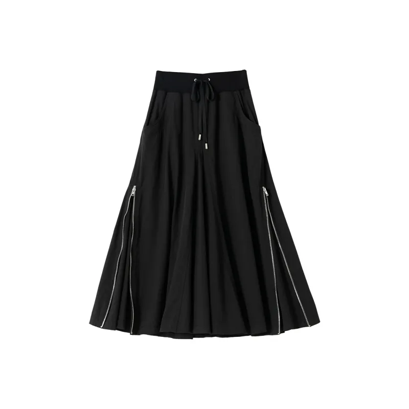SOON FLOWER Casual Long Skirts Women's Black-0