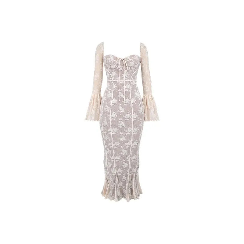 HOUSE OF CB Long Sleeved Dress Women's Cream-5