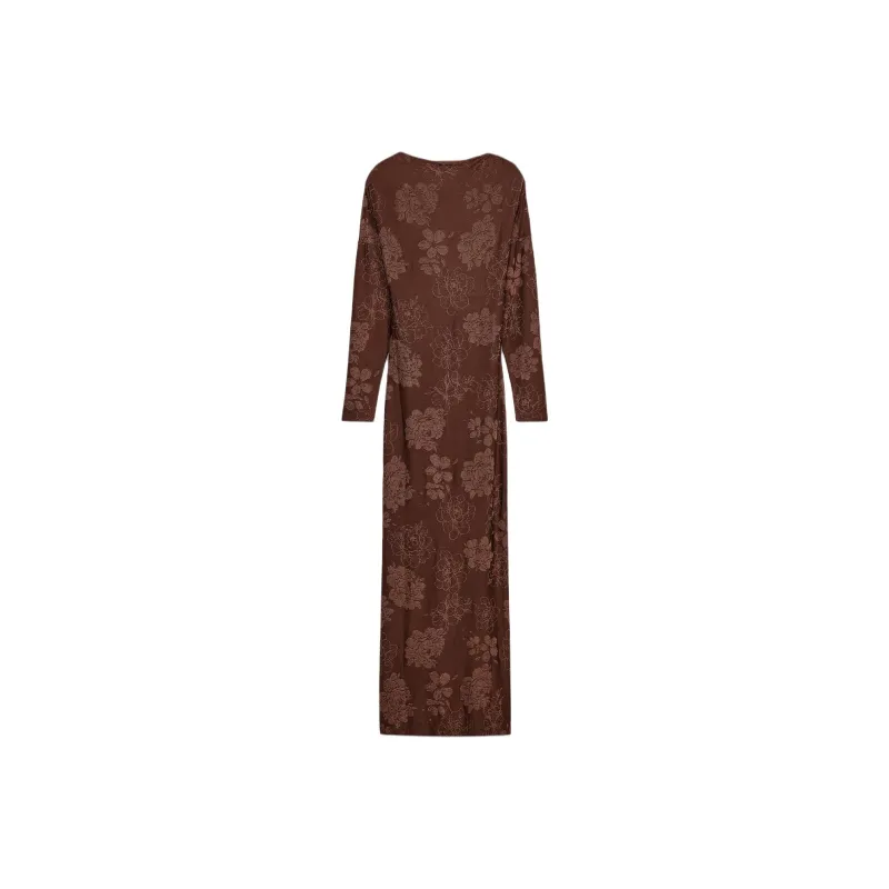 ZARA Long Sleeved Dress Women's Brown-0