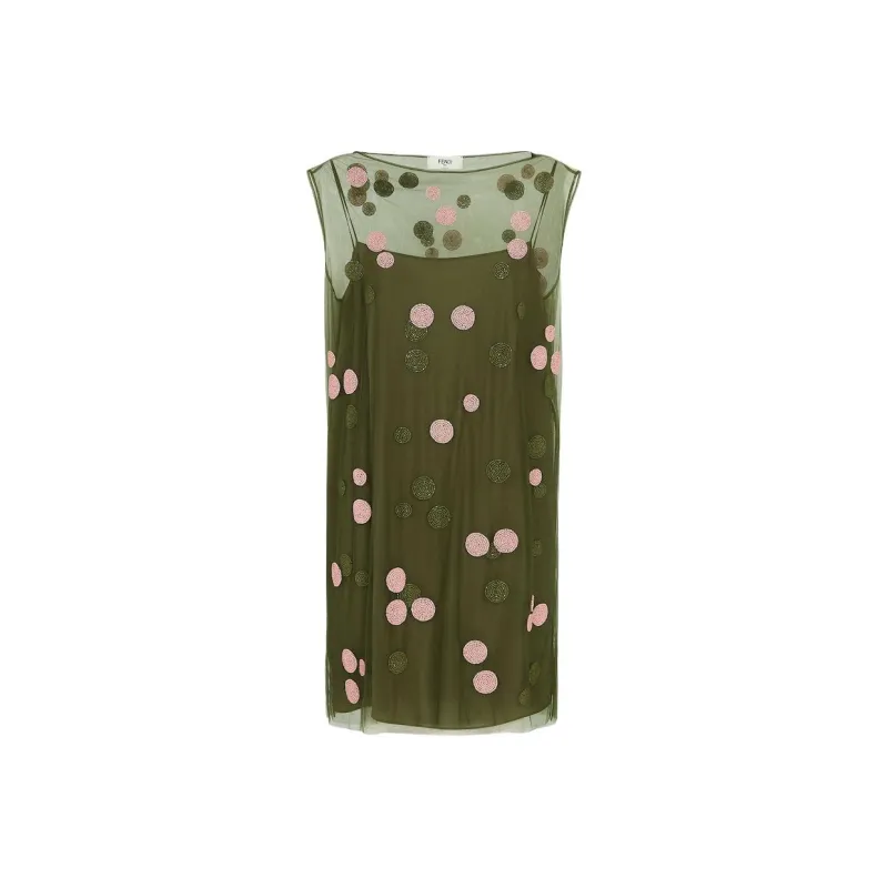 FENDI SS24 Sleeveless Dress Women's Green-0