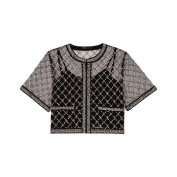 Maje Embroidered Tulle Top