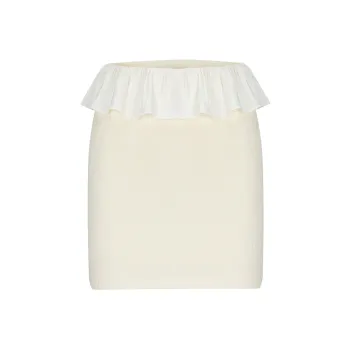 AZEPAM Casual Short Skirts Women's Beige Yellow