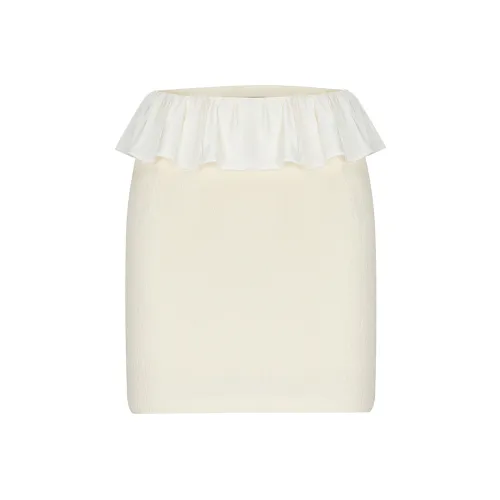 AZEPAM Casual Short Skirts Women's Beige Yellow