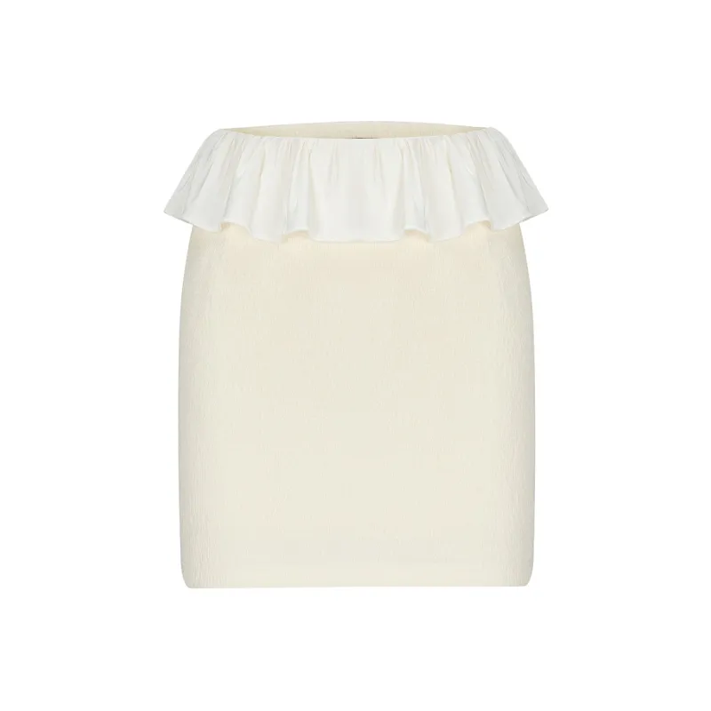 AZEPAM Casual Short Skirts Women's Beige Yellow-0