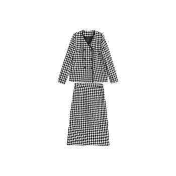 Wbwq Skirt Set Women's Houndstooth Set