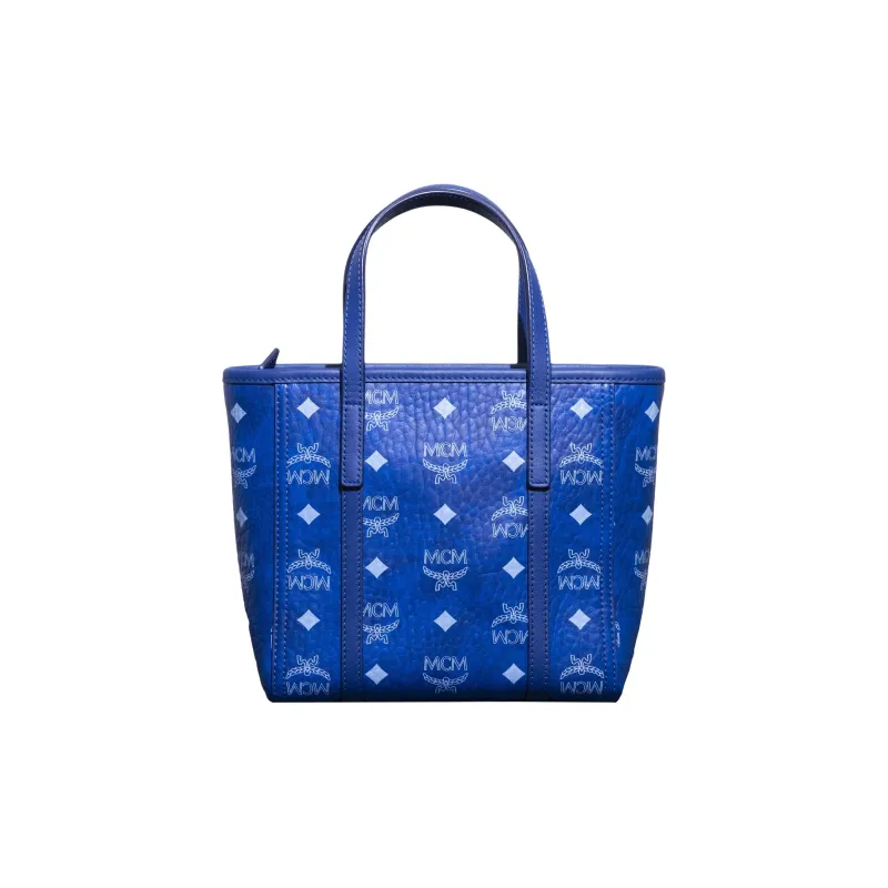 MCM Toni Visetos Artificial Leather Tote Bag, Shopping Bag, Shoulder Bag, Crossbody Bag, Handbag Mini Women's Blue-3