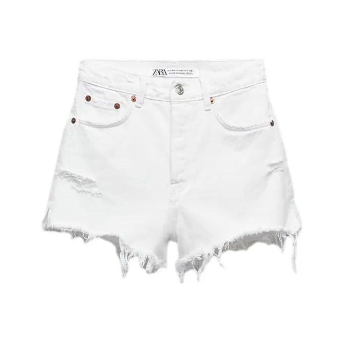 ZARA Denim Shorts Women's White-0