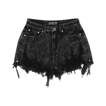 SMFK Wild World Wild World Series Denim Shorts Women's Black Snowflake