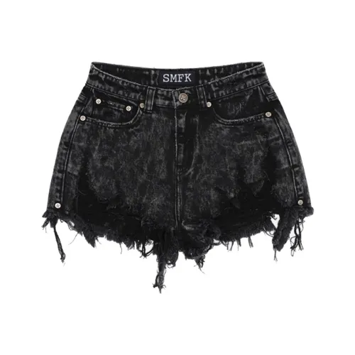 SMFK Wild World Wild World Series Denim Shorts Women's Black Snowflake