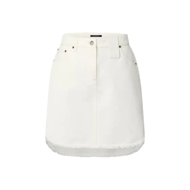 LOUIS VUITTON Frayed Hem Denim Skirt-0