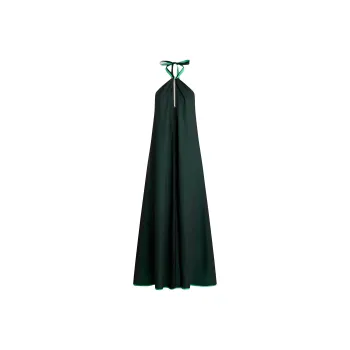 SCANLAN THEODORE SS25 Cotton Voile Reversible Dress Slip Dresses Women's Black Green/Black Green