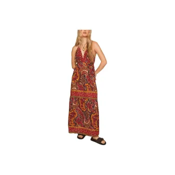 NASTY GAL Paisley Border Print Tie Back Maxi Beach Dress Sleeveless Dress Women's Rusty Red