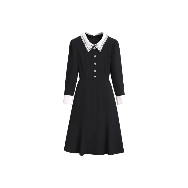 Silky Queen Long Sleeved Dresses Women's Black-0