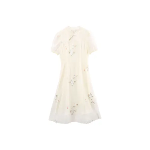 A Paradise For Awakening Short Sleeved Dress Women's Beige