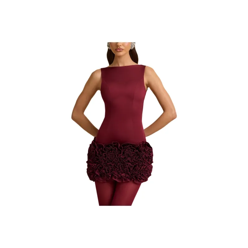 OH POLLY SS25 Florrie Sleeveless Dress Women's Wine Red/Burgundy-0