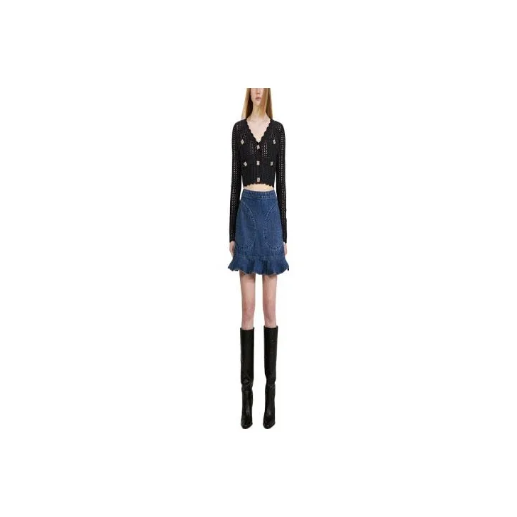 Self-portrait Denim Short Skirts Women's Blue-0