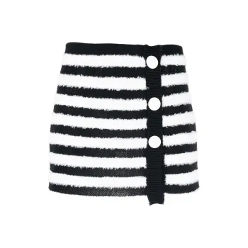 BALMAIN Striped Knitted Button up Skirt