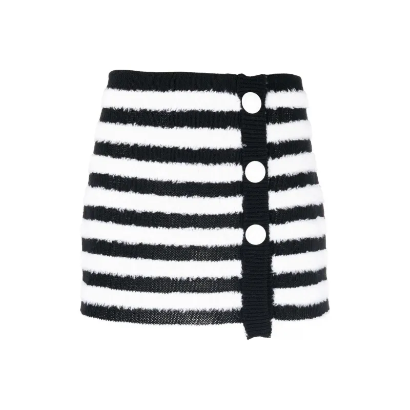 BALMAIN Striped Knitted Button up Skirt-0