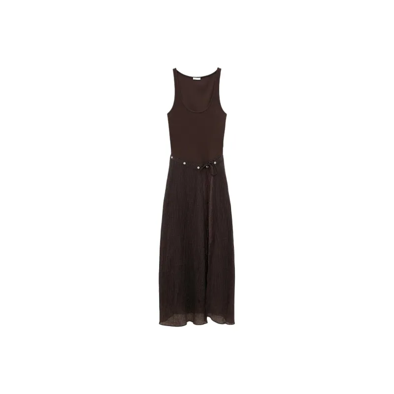 ZARA Sleeveless Dress Women's Brown-0
