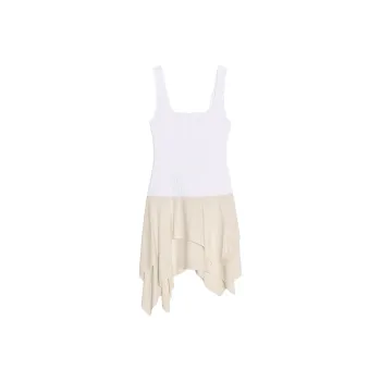 ZARA Sleeveless Dress Women's Beige Yellow White