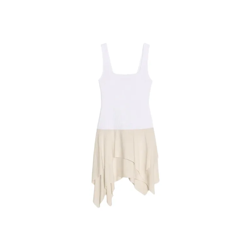ZARA Sleeveless Dress Women's Beige Yellow White-0