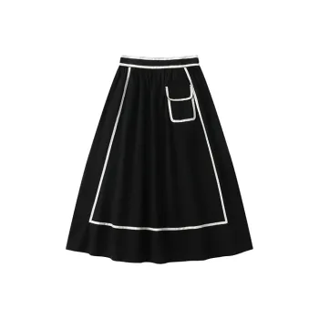 UNRETRO Casual Long Skirts Women's Black