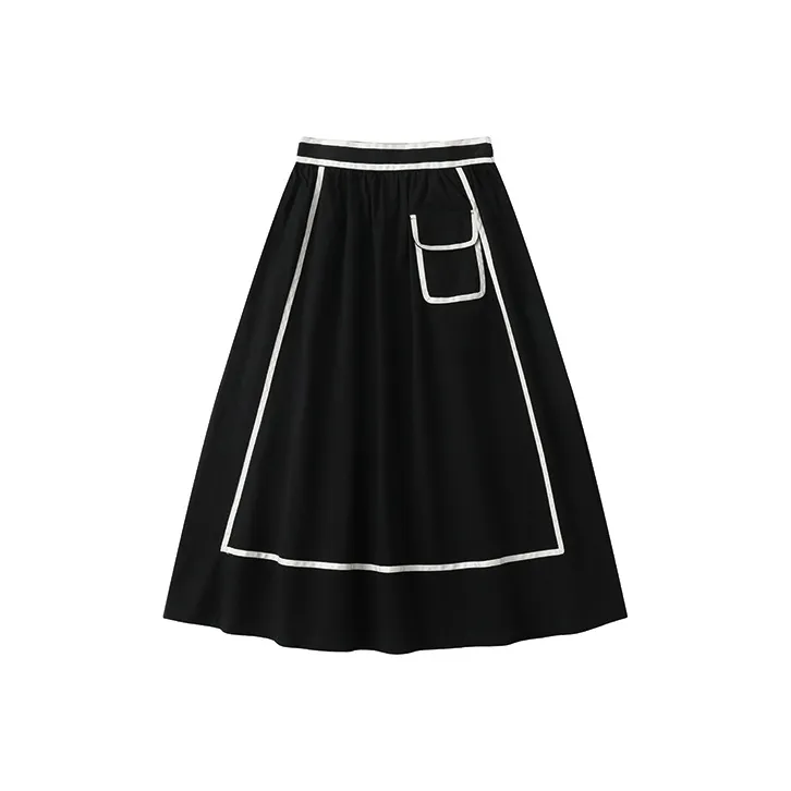 UNRETRO Casual Long Skirts Women's Black-0