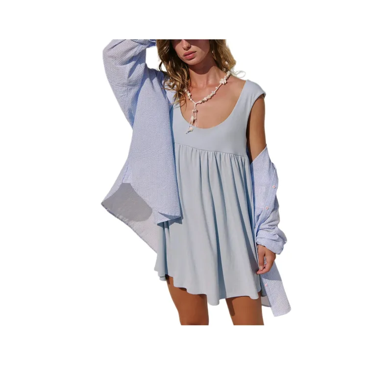 FREE PEOPLE Mazarine Mini Sleeveless Dress Women's Ballad Blue/Folk Ballad Blue-0