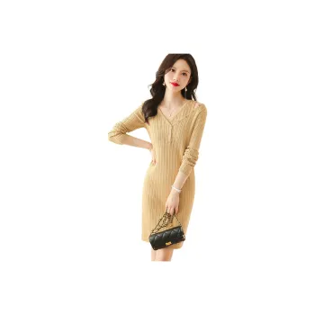 X MOOM Long Sleeved Dress Women's Khaki