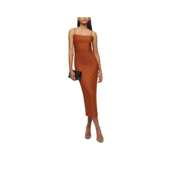 REFORMATION Sai Dress Slip Dresses Women's Burnt Orange Shimmery