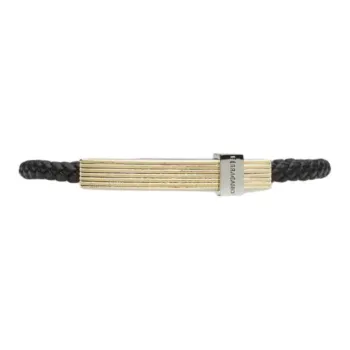 FERRAGAMO Brass, Calfskin Bracelets Men's Black