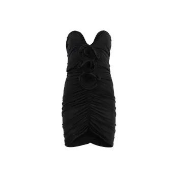Magda Butrym Floral Embellished Ruched Strapless Dress