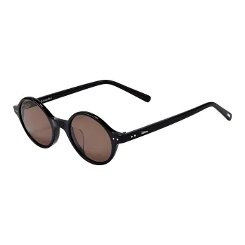Fakeme Plate Frame Round Sunglasses Unisex Black