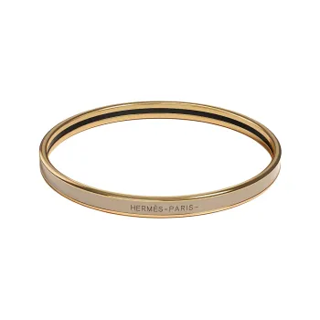 HERMES Enamel Bangles Women's Elephant Gray Gold