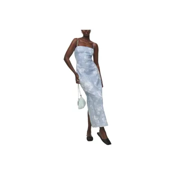 REFORMATION Petites Frankie Linen Dress Slip Dress Women's Light Blue