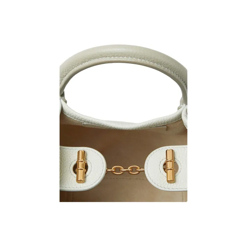 Loro Piana Cow Leather Bucket Bag, One Shoulder Handbag Mini Women's Light Green & Sun Gold-3