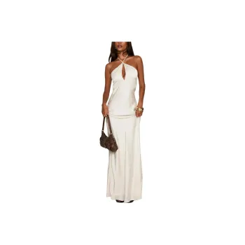 PRINCESS POLLY LIMOSINA HALTER MAXI DRESS Slip Dresses Women's CHAMPAGNE/Champagne