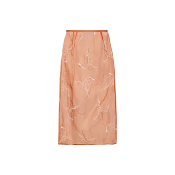 PRADA Embroidered Organza Midi Skirt