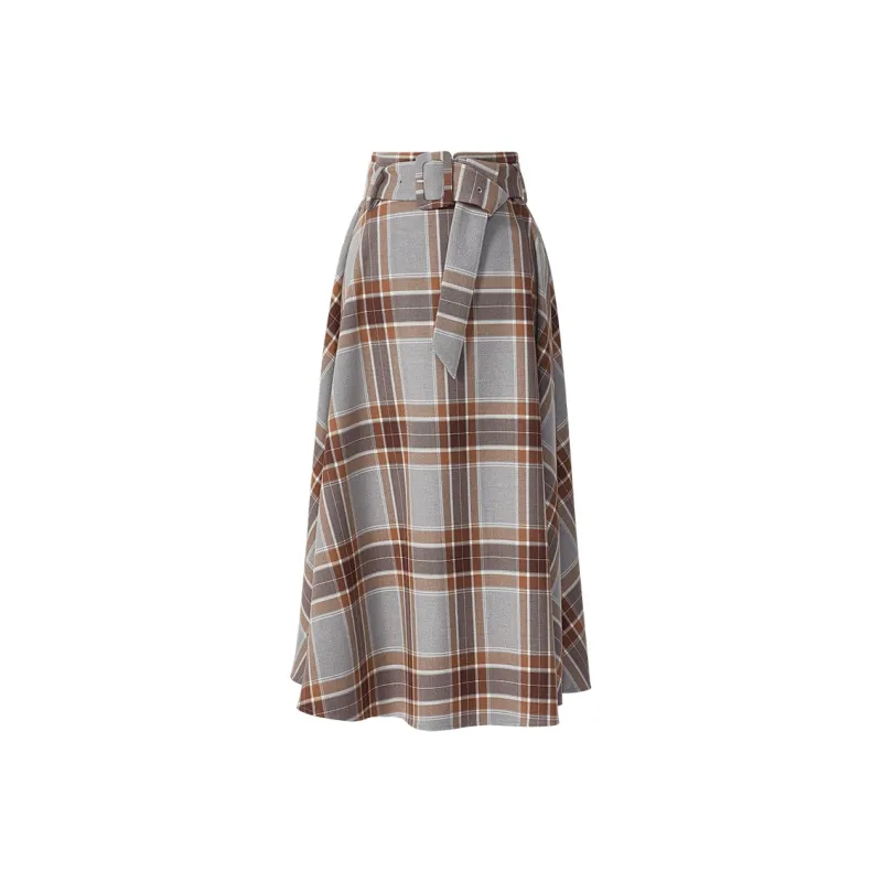 ROEYSHOUSE Casual Long Skirts Women's Plaid-0